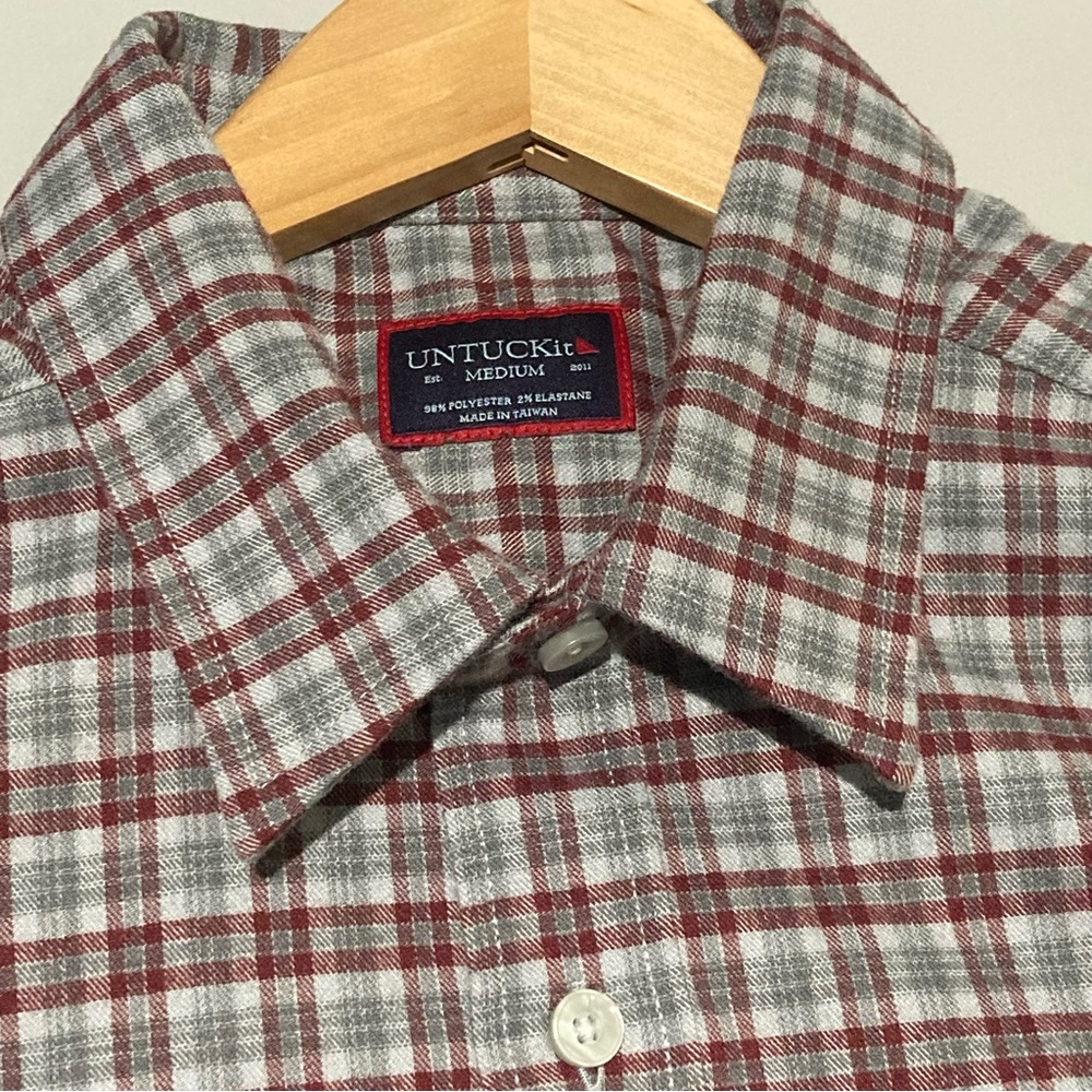 UNTUCKit Red and Gray Plaid Casual Shirt - Picture 4 of 9